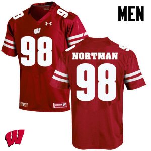 Men's Wisconsin Badgers NCAA #98 Brad Nortman Red Authentic Under Armour Stitched College Football Jersey JH31N11QD